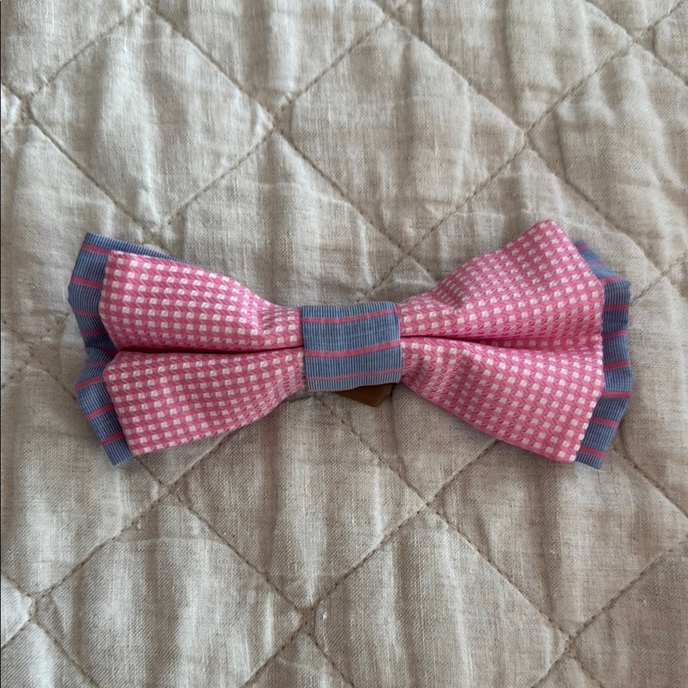Pink and Blue Checkered Kids Bow Tie